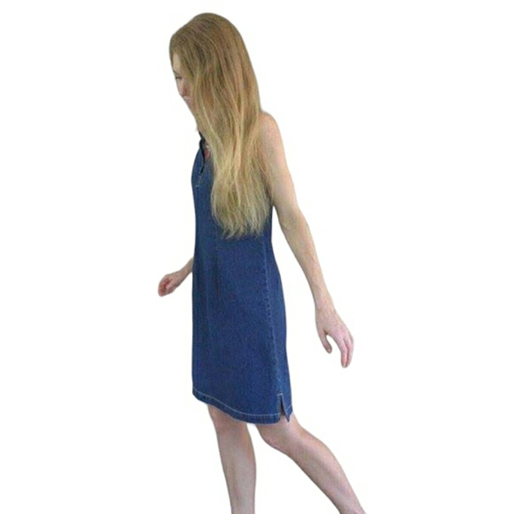 JG Hook Vintage Sleeveless Collared Red Bandana Neck Denim Sheath Jean Dress 16 - Picture 16 of 16